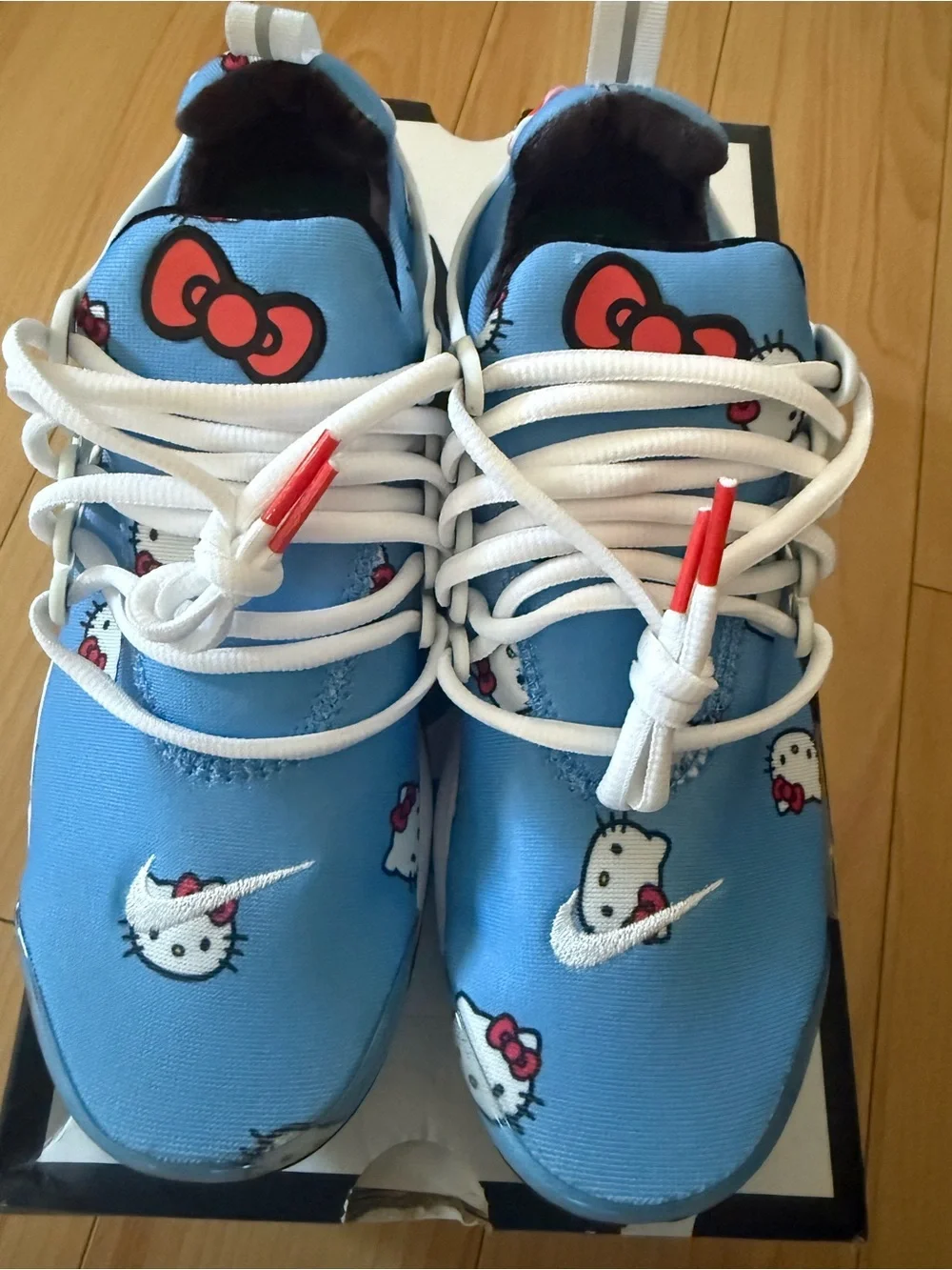 Nike Big Kids Light Blue Hello Kitty Graphic Sneakers with White Accents